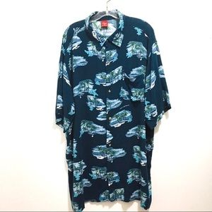 Men’s Tropical Hawaiian Print Casual Button Down Shirt